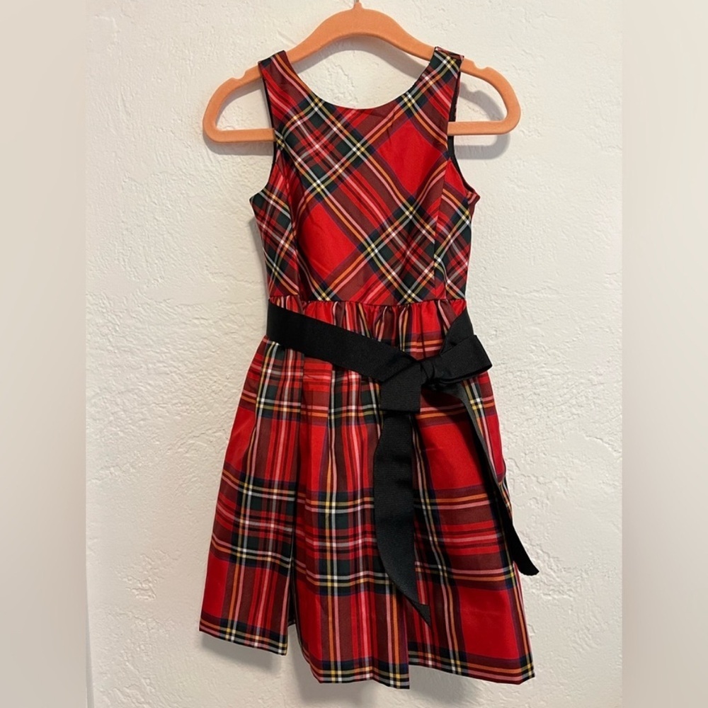 Ralph Lauren Plaid Sleeveless Dress with Black Bow Sz 16 - Picture 2 of 5